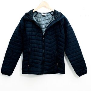 Columbia Women's Black Quilted Shell Puffer Hooded Jacket Size Medium